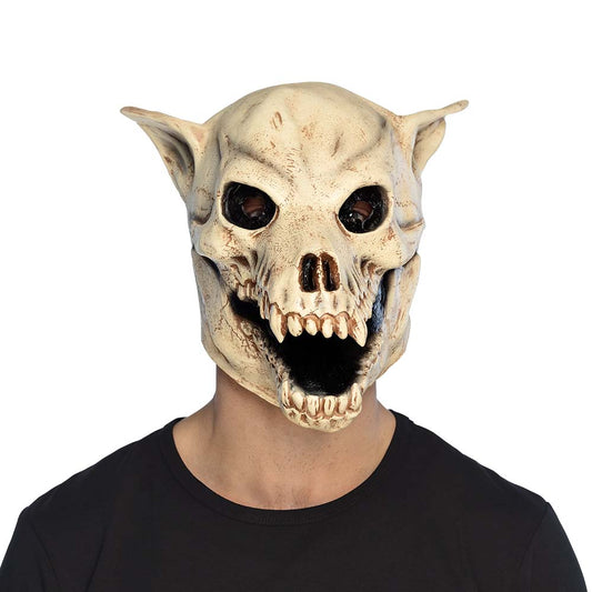 Masque Démon Cornes Crâne Blanc Halloween - Latex Réaliste