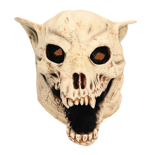 Masque Démon Cornes Crâne Blanc Halloween - Latex Réaliste