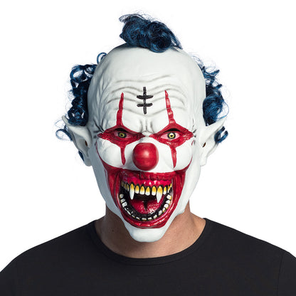 Masque Clown Terrifiant - Latex Réaliste avec Cheveux Bleus