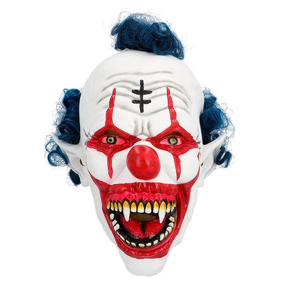 Masque Clown Terrifiant - Latex Réaliste avec Cheveux Bleus