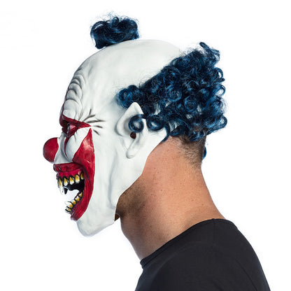 Masque Clown Terrifiant - Latex Réaliste avec Cheveux Bleus