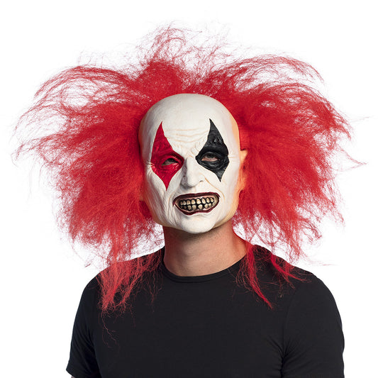 Masque Clown Terrifiant avec Cheveux Rouges - Halloween