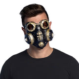 Masque à gaz steampunk noir et or avec lunettes