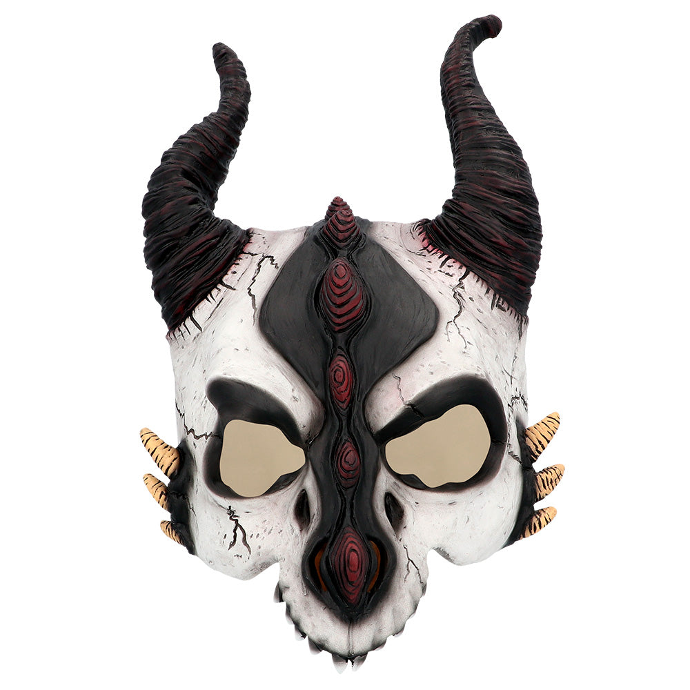 Masque Démon Cornu Blanc et Noir - Déguisement Halloween Adulte