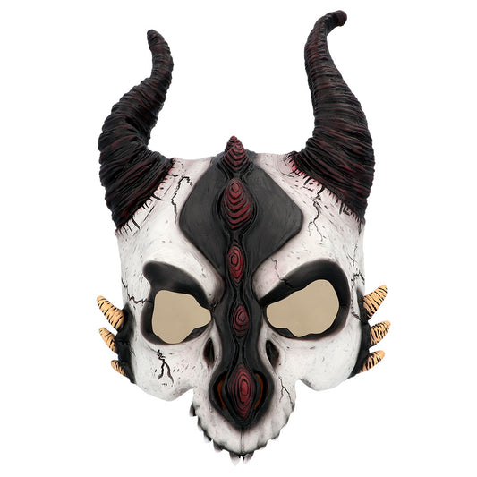 Masque Démon Cornu Blanc et Noir - Déguisement Halloween Adulte