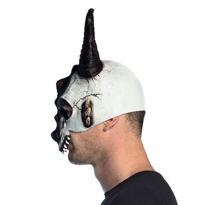 Masque Démon Cornu Blanc et Noir - Déguisement Halloween Adulte