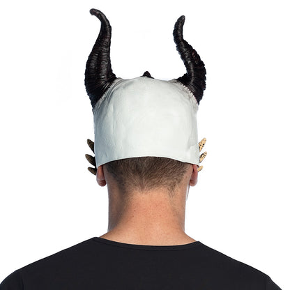 Masque Démon Cornu Blanc et Noir - Déguisement Halloween Adulte