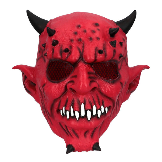 Masque Diable Rouge Cornes Noires - Déguisement Halloween Adulte