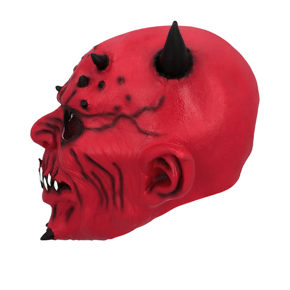 Masque Diable Rouge Cornes Noires - Déguisement Halloween Adulte