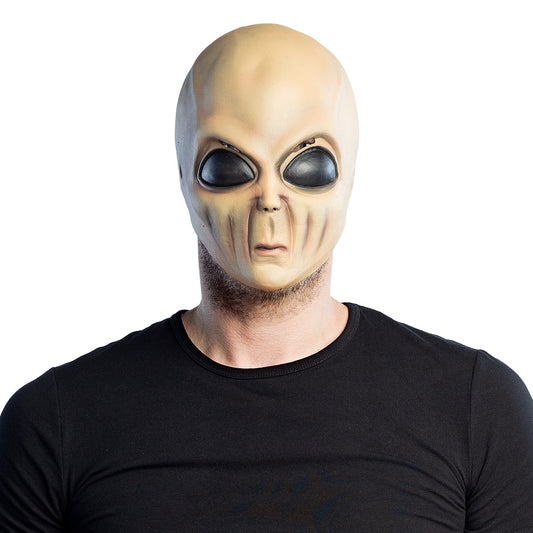 Masque Alien Extraterrestre avec Yeux Noirs Brillants