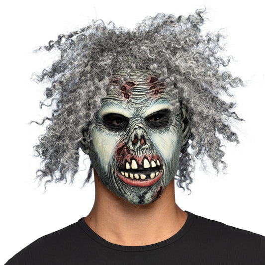 Masque Zombie Cheveux Gris - Déguisement Halloween Horrifique
