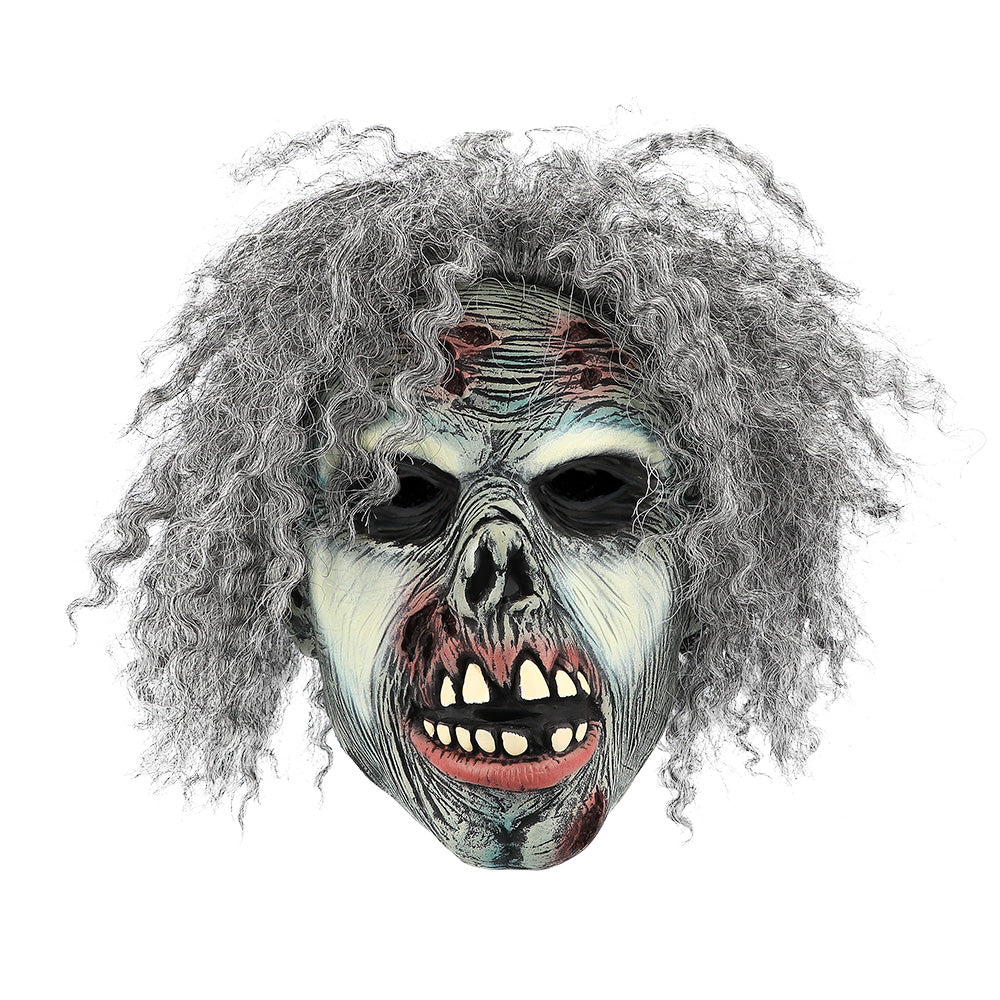 Masque Zombie Cheveux Gris - Déguisement Halloween Horrifique