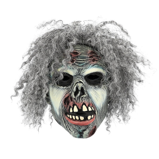 Masque Zombie Cheveux Gris - Déguisement Halloween Horrifique