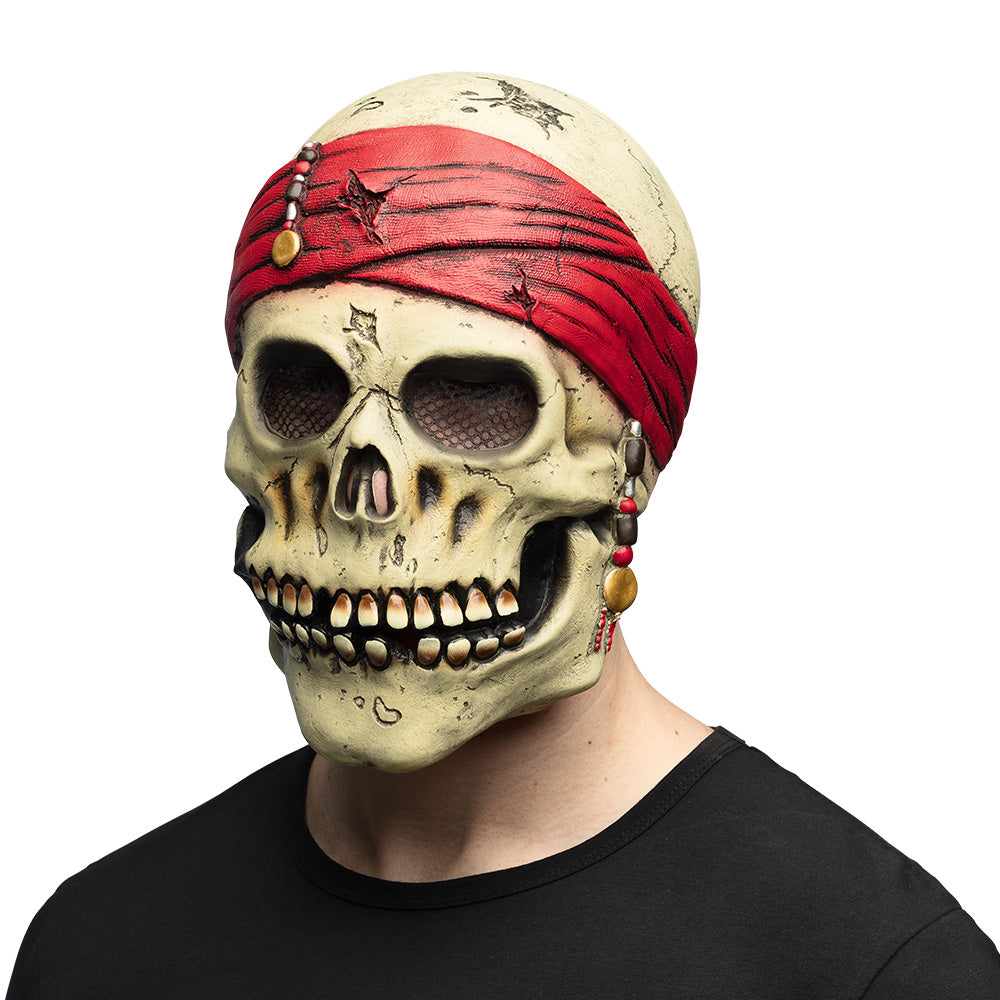Masque Crâne Pirate Bandana Rouge - Déguisement Adulte