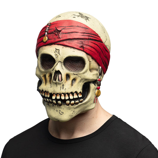 Masque Crâne Pirate Bandana Rouge - Déguisement Adulte