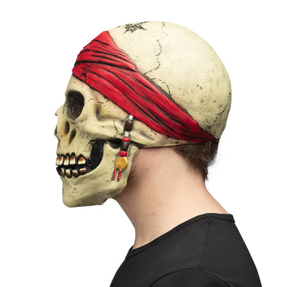 Masque Crâne Pirate Bandana Rouge - Déguisement Adulte