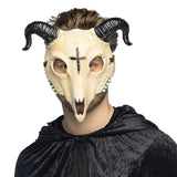 Masque Crâne Démon Cornes Noires - Déguisement Halloween Effrayant