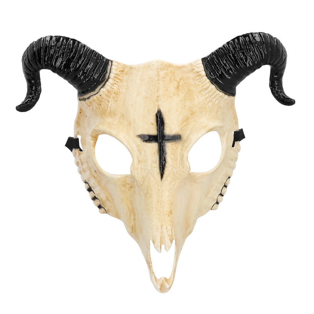 Masque Crâne Démon Cornes Noires - Déguisement Halloween Effrayant