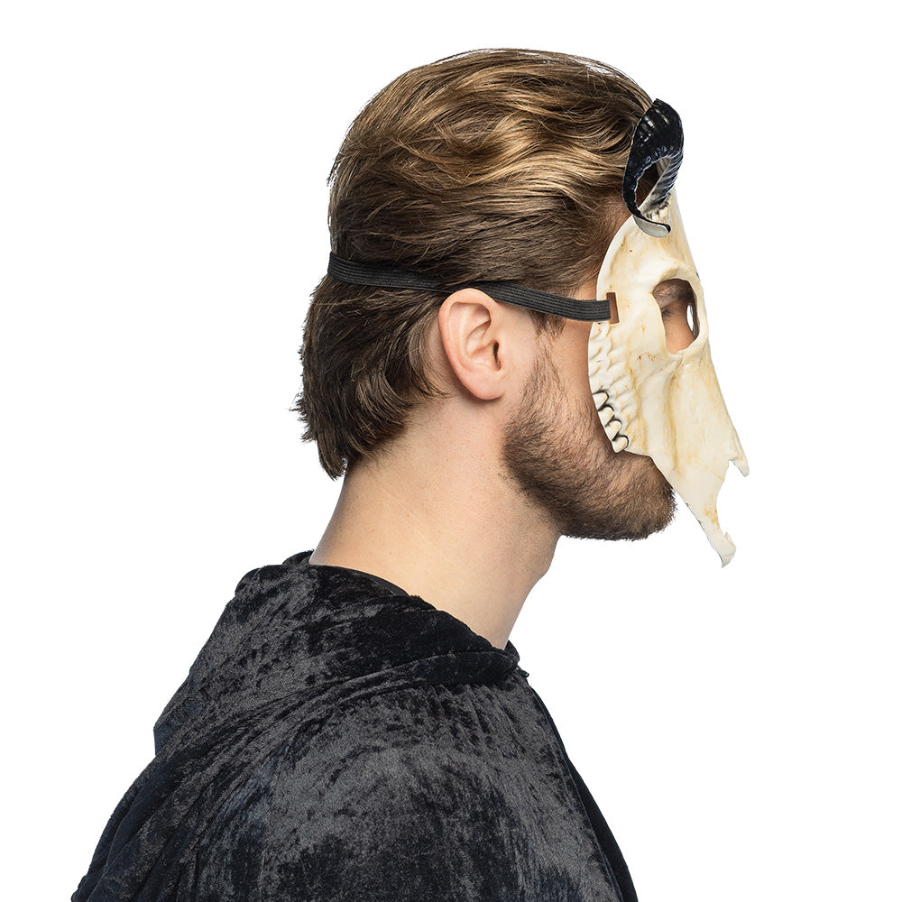 Masque Crâne Démon Cornes Noires - Déguisement Halloween Effrayant