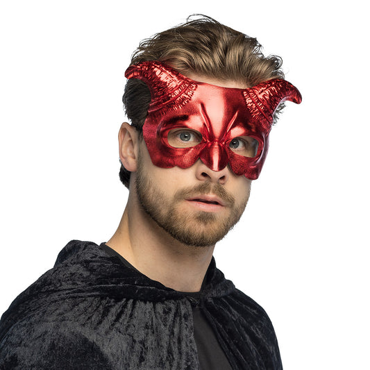 Masque Démon Cornes Rouge Paillettes - Accessoire Halloween