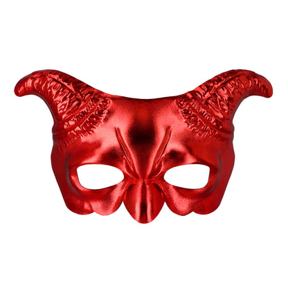 Masque Démon Cornes Rouge Paillettes - Accessoire Halloween