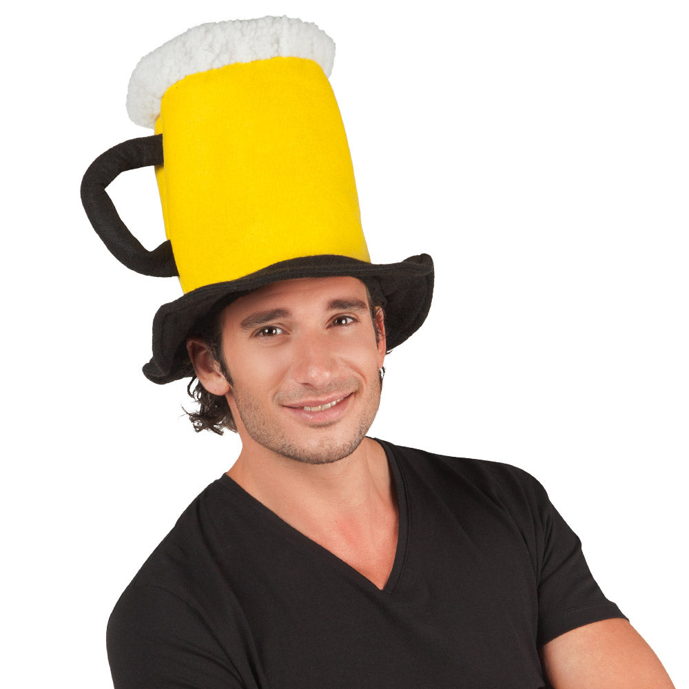 Chapeau Chope de Bière Géante Jaune et Noir - Déguisement Fête