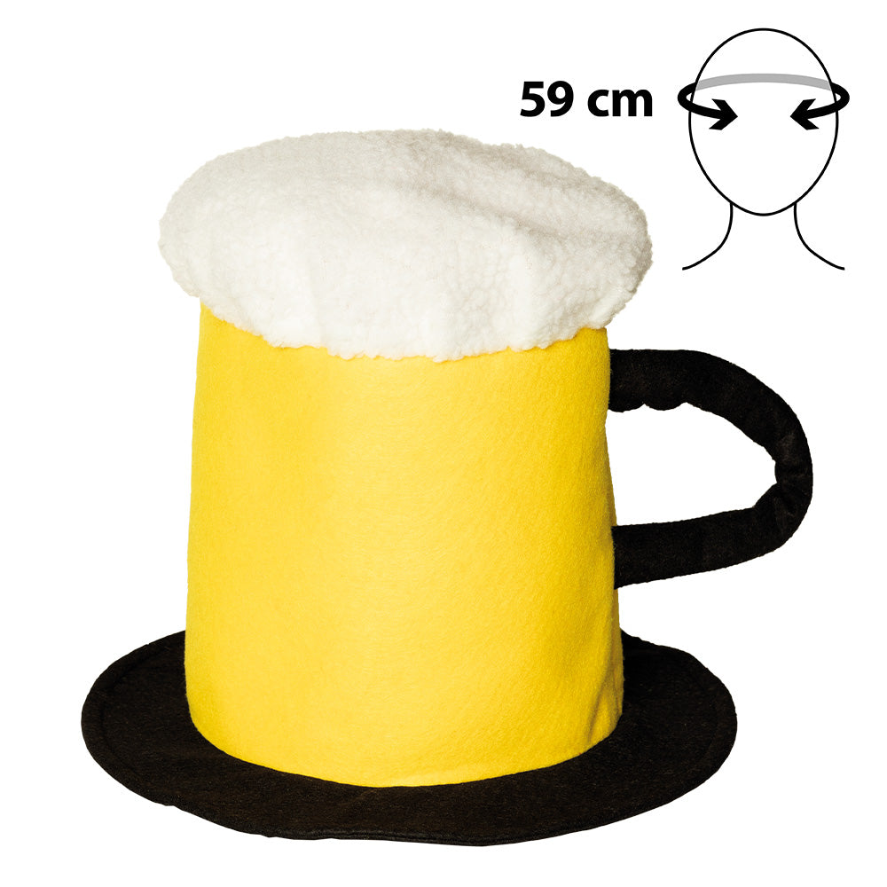 Chapeau Chope de Bière Géante Jaune et Noir - Déguisement Fête