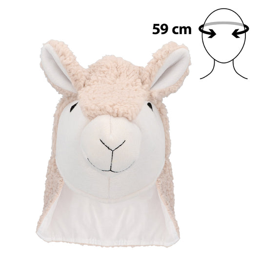 Bonnet Lama Peluche Blanc - Déguisement Adulte Rigolo