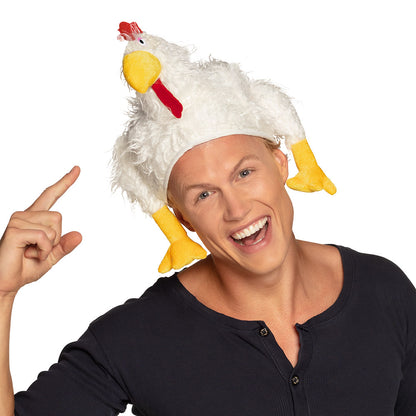 Chapeau Coq Blanc et Rouge Amusant - Accessoire Fête