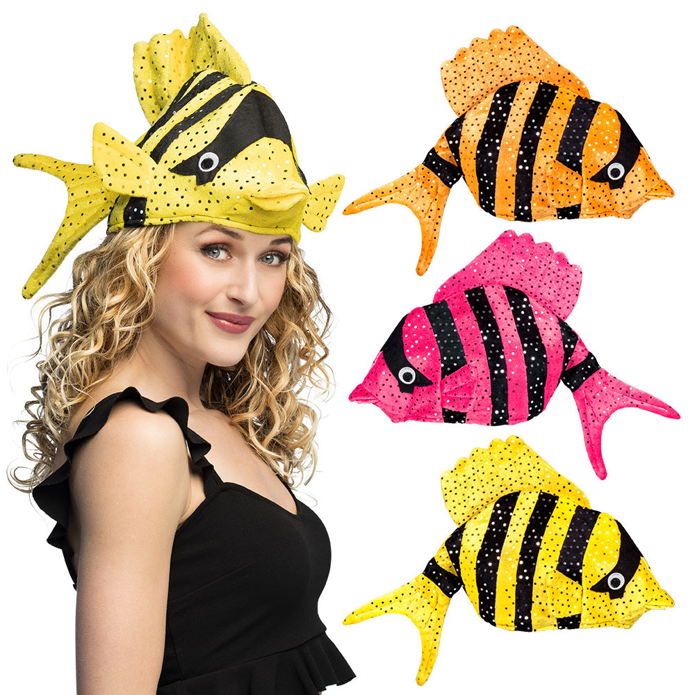 Chapeau Poisson Pailleté Rayé - Déguisement Adulte Enfant
