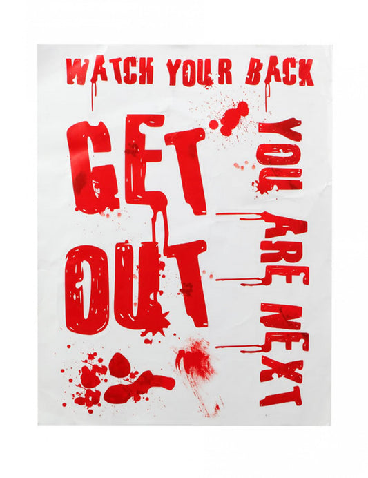 Affiche ensanglantée get out 42 x 19 cm