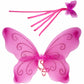 Ailes papillon roses et baguette magique assortie enfant