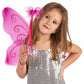 Ailes papillon roses et baguette magique assortie enfant