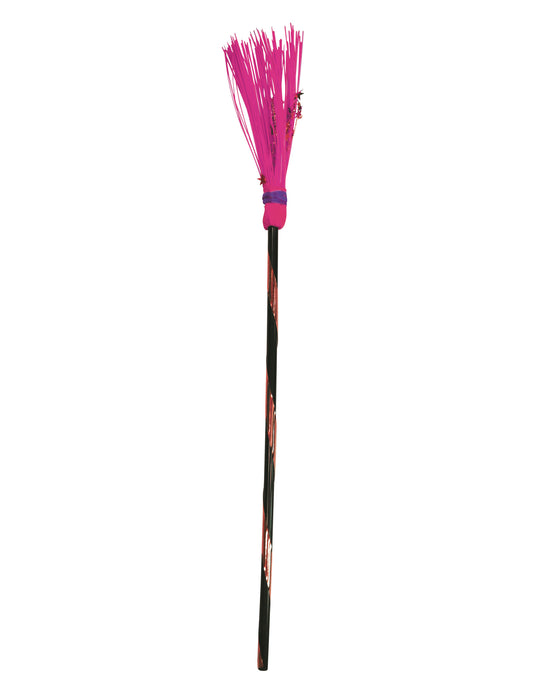 Balai sorcière rose 95 cm