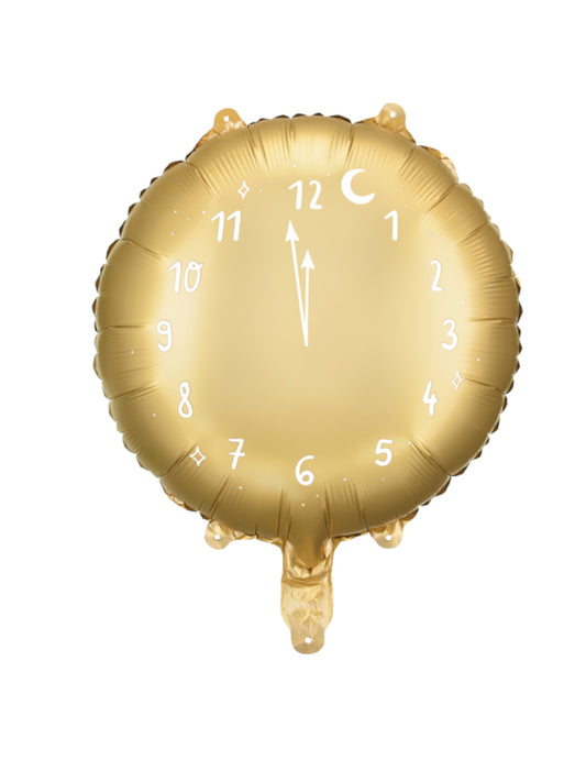 Ballon alluminium doré horloge minuit 45 cm