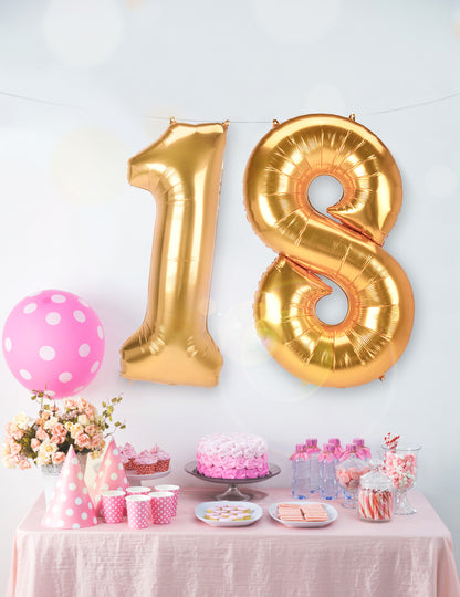 Ballon aluminium chiffre doré 134 cm