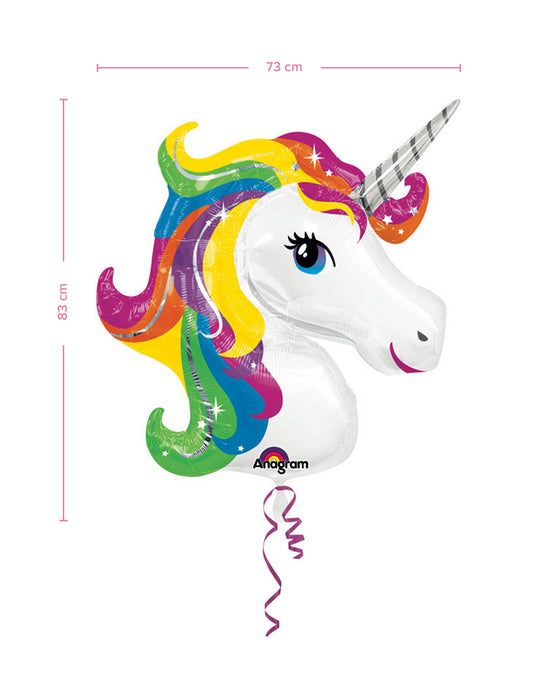 Ballon aluminium géant Licorne 83 x 73 cm