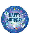 Ballon aluminium holographique Happy Birthday espace 45 cm