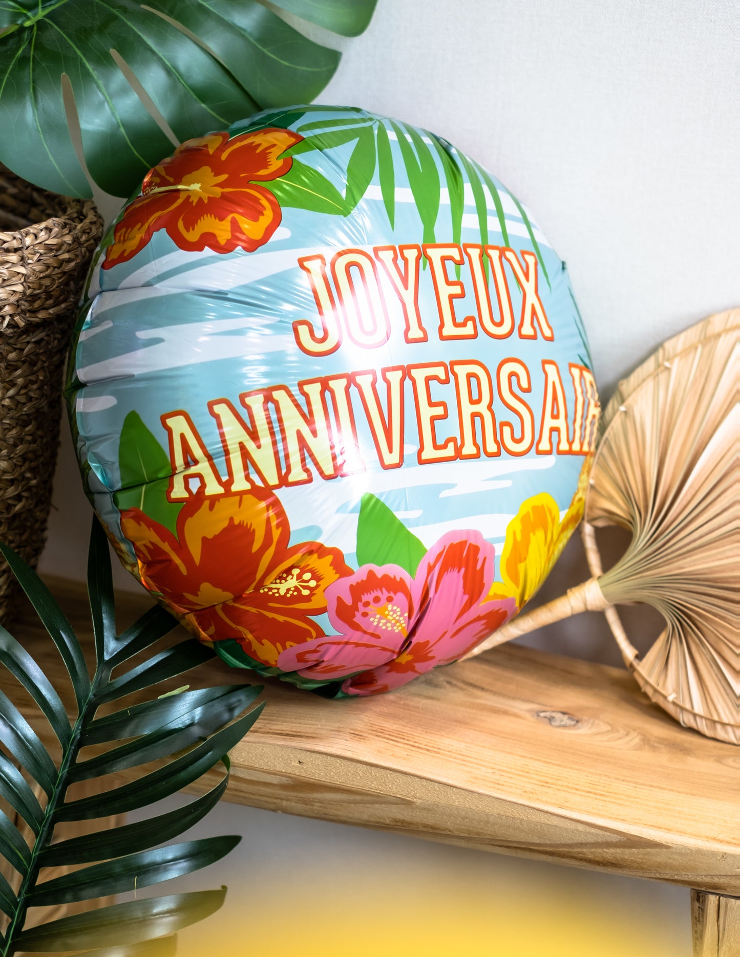 Ballon aluminium Joyeux Anniversaire Paradise 45 cm