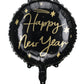 Ballon aluminium noir et or Happy New Year 45 cm