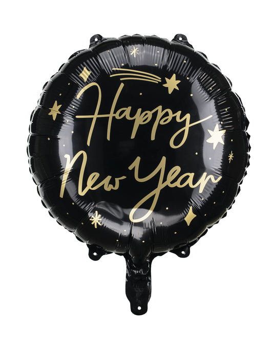 Ballon aluminium noir et or Happy New Year 45 cm