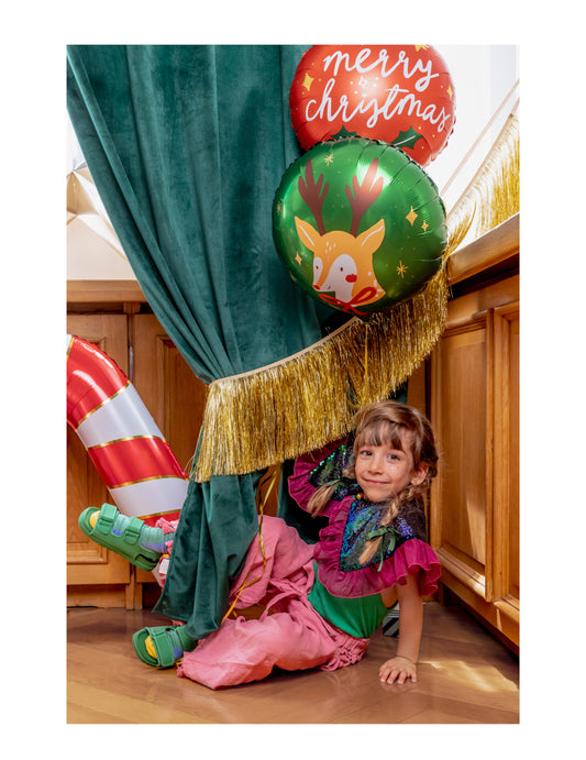 Ballon aluminium renne du Père Noël 45 cm