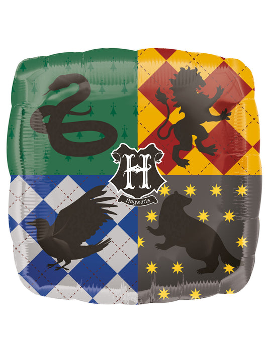 Ballon en aluminium carré blasons maisons Poudlard Harry Potter 43 x 43 cm