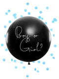 Ballon géant en latex boy or girl confettis bleus 1 m