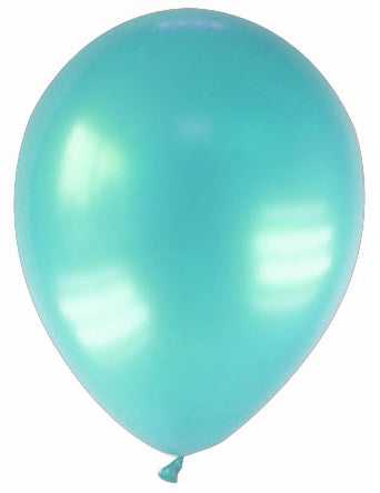 12 Ballons métallisés bleu vert 28 cm