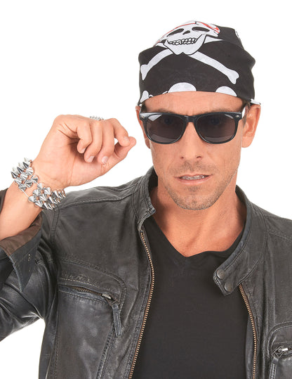 Bandana têtes de mort et chaine adulte