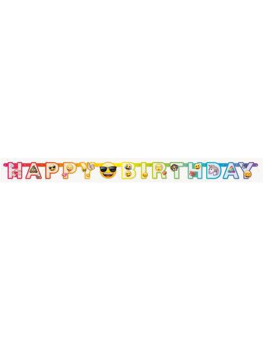 Bannière en carton happy birthday Emoji Rainbow 1,8 m