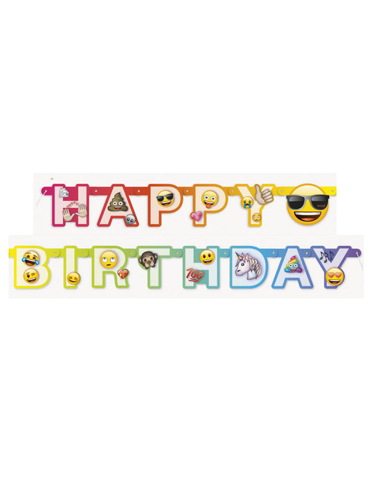 Bannière en carton happy birthday Emoji Rainbow 1,8 m