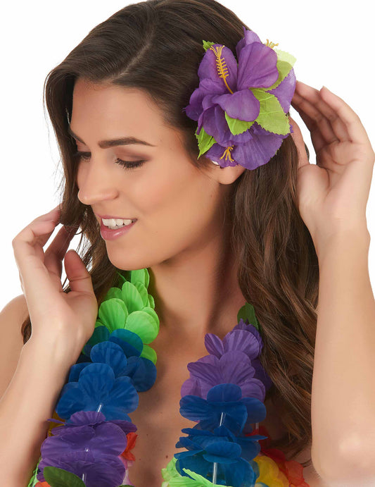Barrette fleur violette Hawaï