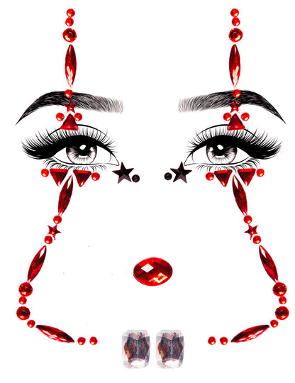 Bijoux pour visage adhésifs clown effrayant